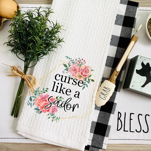 TEA TOWEL-Adult Sassy Towels- Kitchen Towel-Housewarming Gift-Bridal Shower Gift - Picture 1 of 9